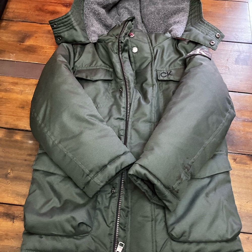Calvin Klein Forest Green Quilted Jacket winter coat kids child coat